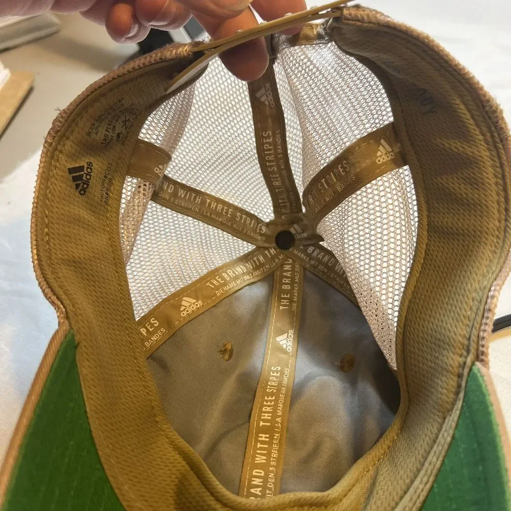 Adidas Mens Structured Mesh Snapback Tan‎ White OS Embroidered